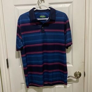 Ben Hogan Golf Polo Shirt Performance Moisture Wicking Striped Blue Men’s Medium